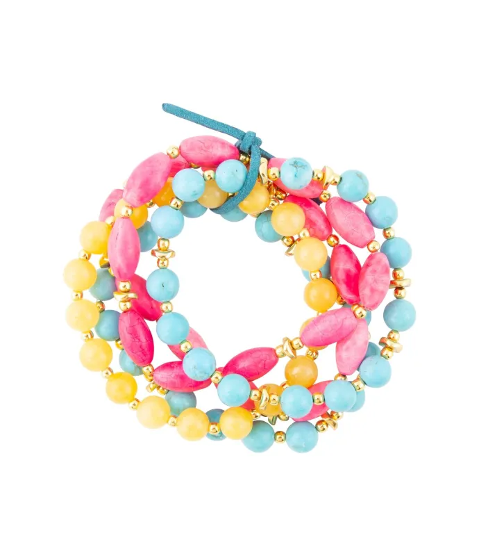 St. Augustine Pink Agate & Turquoise Stack Bracelet sold by Barse