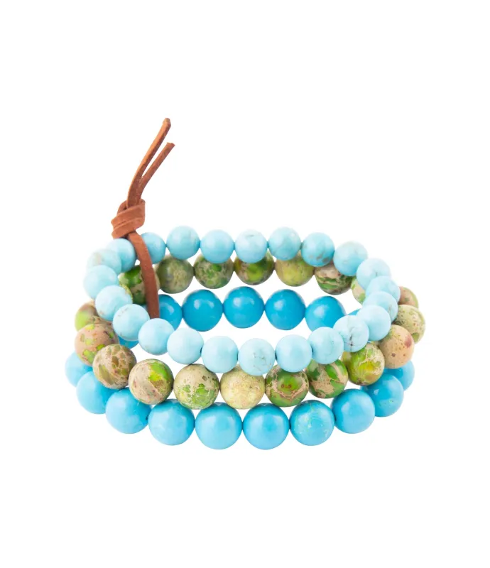 Fresh Twist Lime and Blue Turquoise Stack Bracelet Set sold by Barse