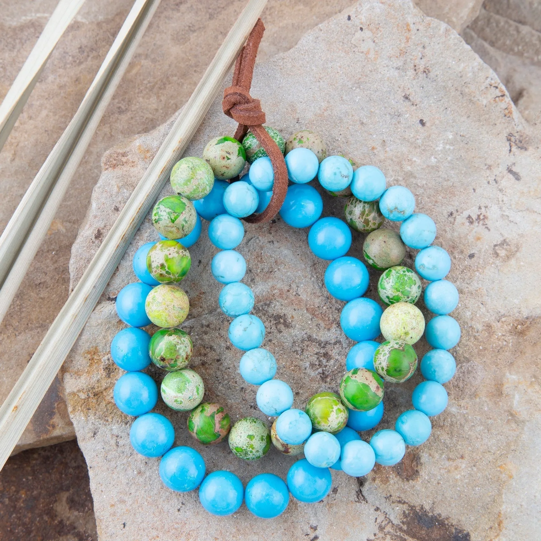 Fresh Twist Lime and Blue Turquoise Stack Bracelet Set sold by Barse product image thumbnail 4