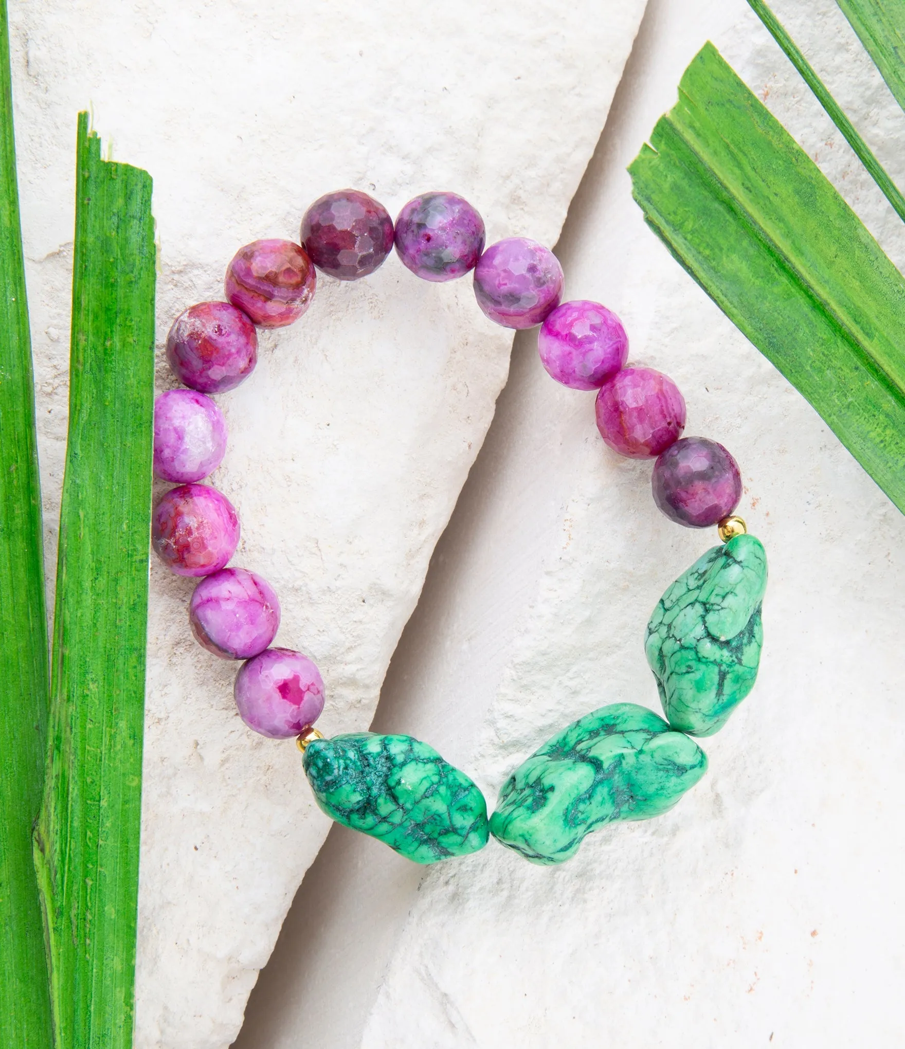 Pink Lace Agate Lime Golden Stretch Bracelet sold by Barse product image thumbnail 2