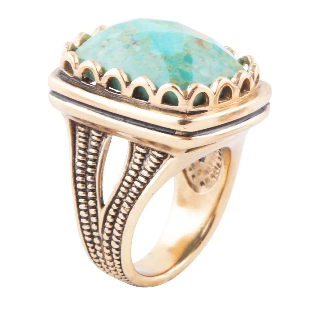 Blue Turquoise and Golden Cocktail Ring sold by Barse