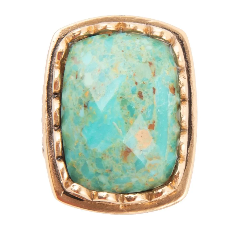 Blue Turquoise and Golden Cocktail Ring sold by Barse product image thumbnail 3