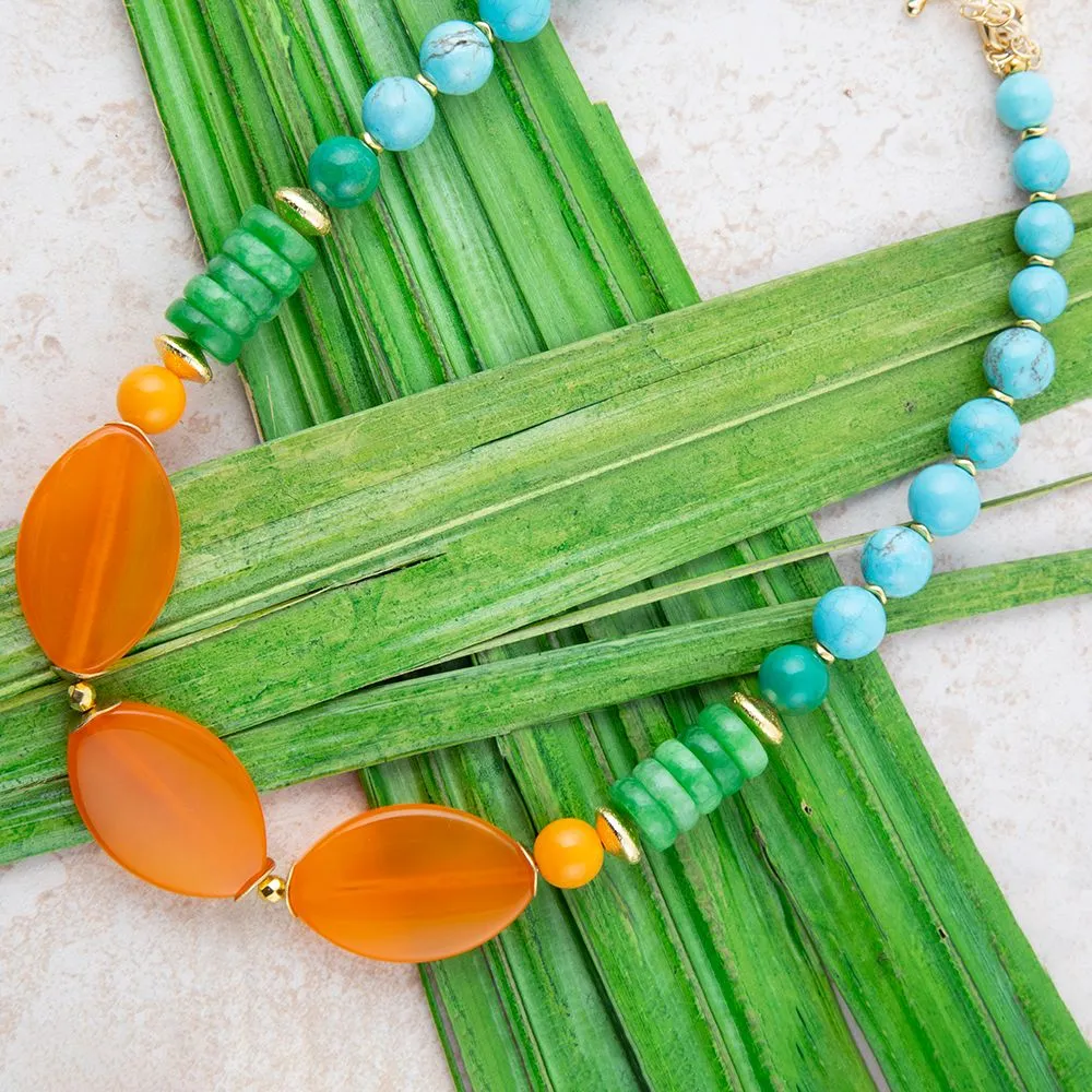 Apricot Orange Agate Chunky Golden Statement Necklace sold by Barse product image thumbnail 2