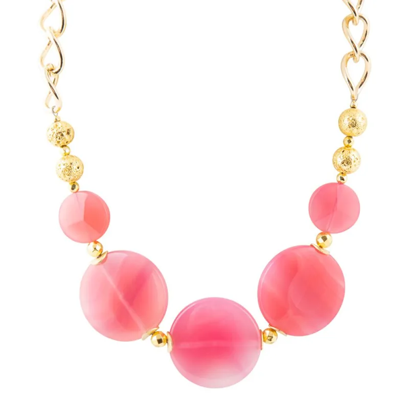 Peony Fuchsia Pink Agate Statement Necklace sold by Barse