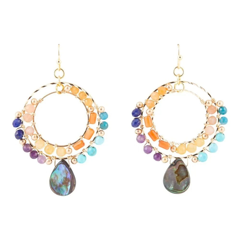 Kaleidoscope Multistone Golden Chandelier Earrings sold by Barse