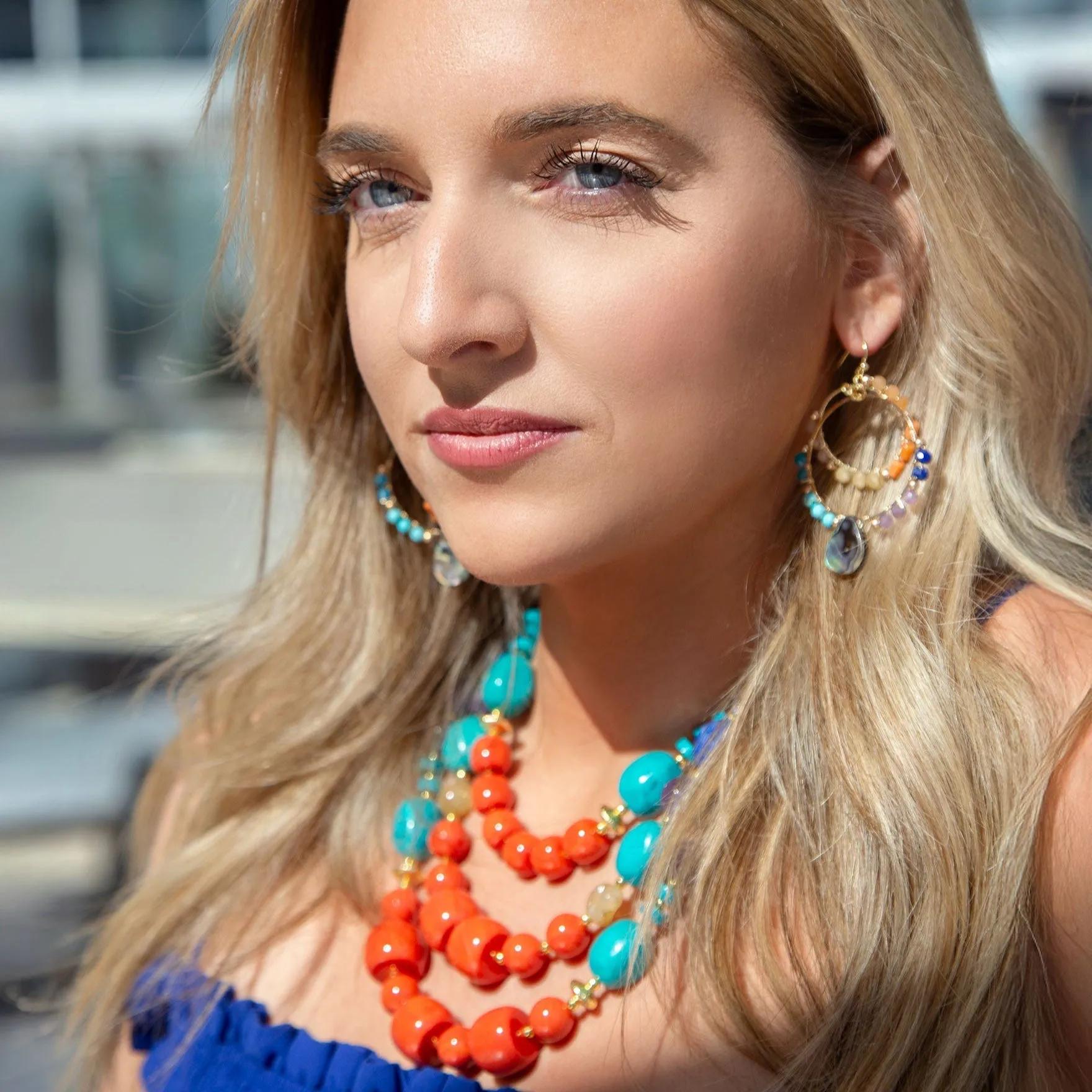 Kaleidoscope Multistone Golden Chandelier Earrings sold by Barse product image thumbnail 2