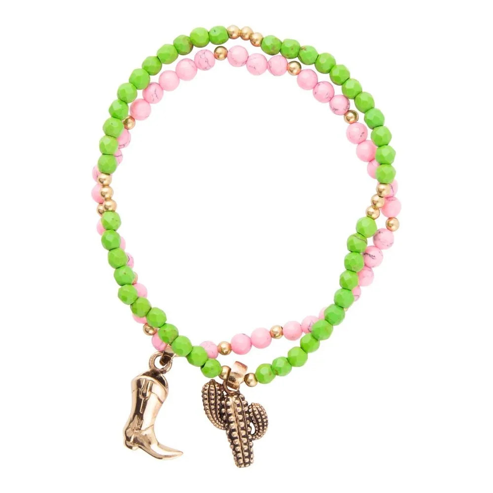 Charmed Cactus and Boot Pink Green Jade Bracelet Set sold by Barse product image thumbnail 3