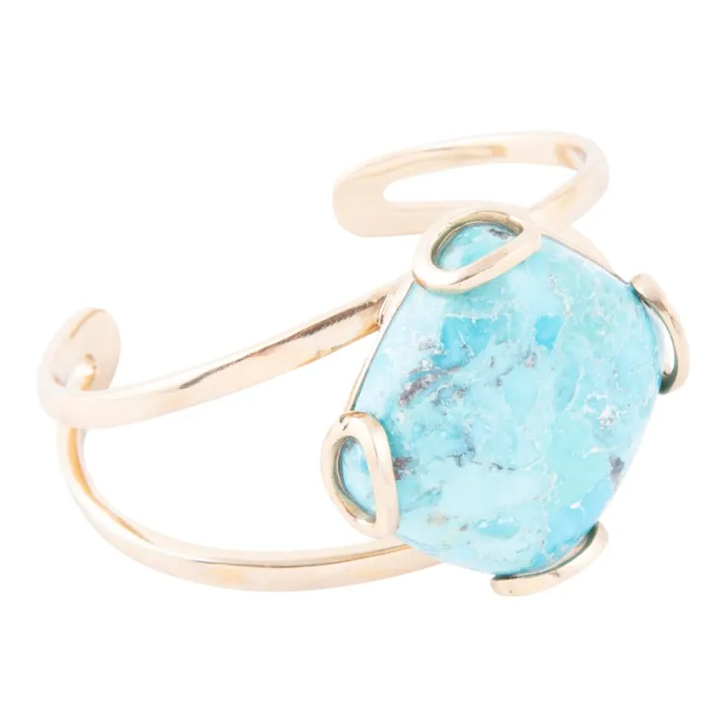 Blue Turquoise Rhombus Statement Cuff Bracelet sold by Barse