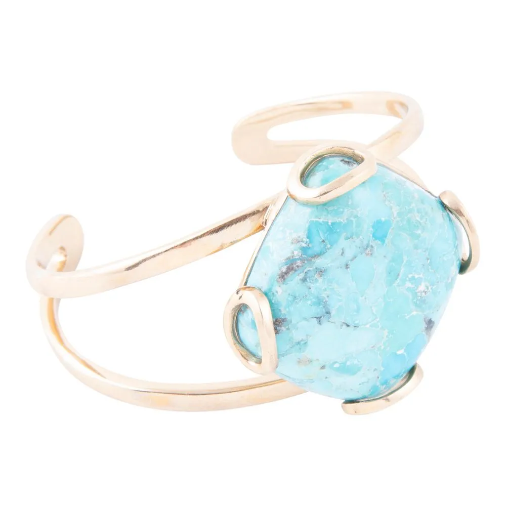 Blue Turquoise Rhombus Statement Cuff Bracelet sold by Barse