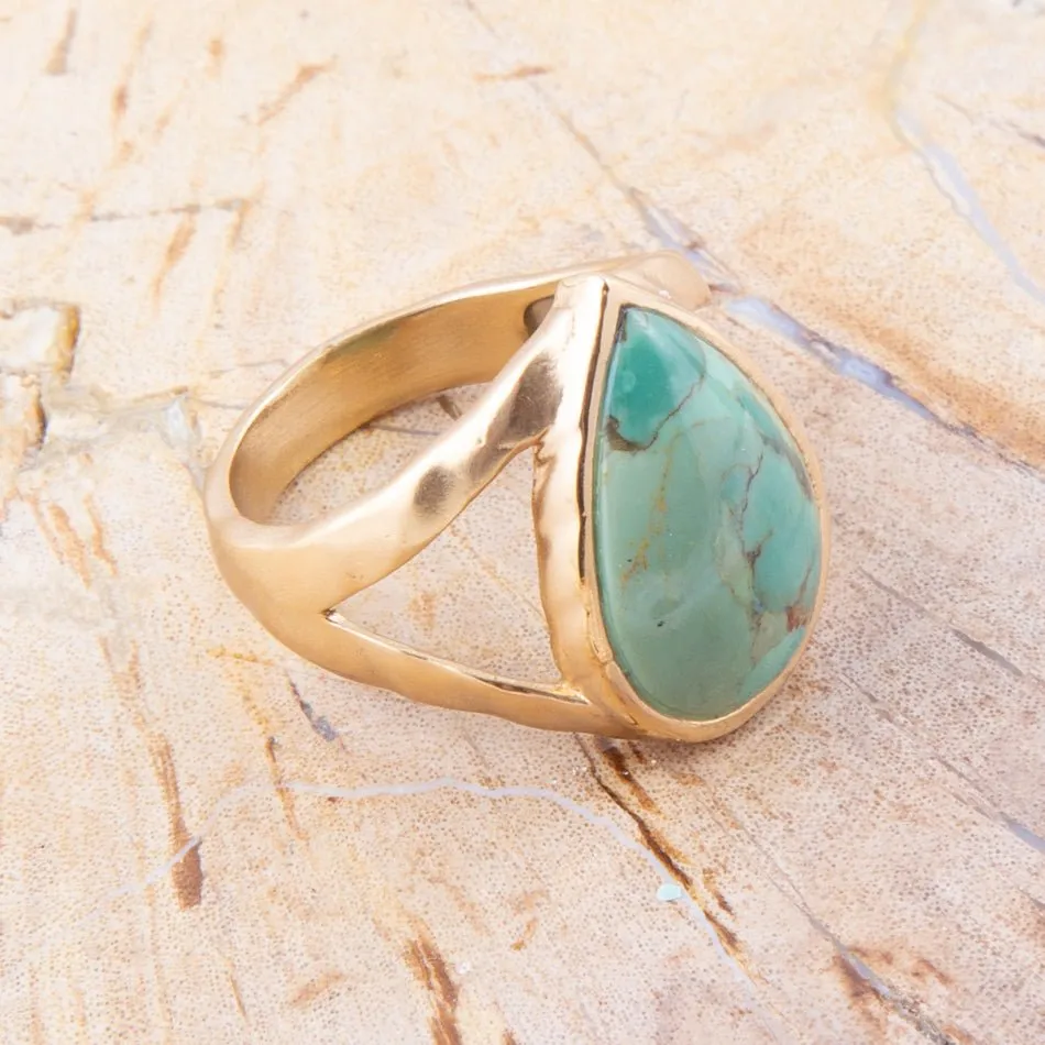 Maisy Blue Turquoise Golden Teardrop Ring sold by Barse product image thumbnail 2