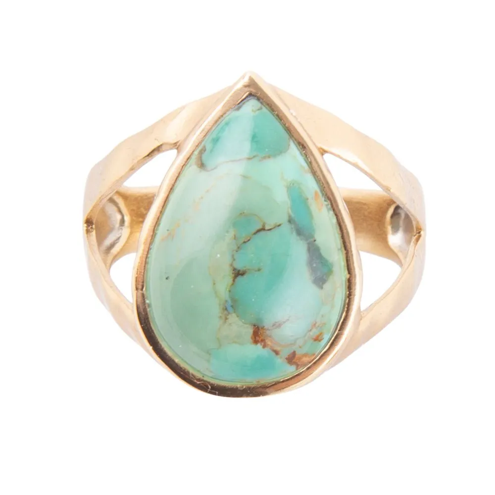 Maisy Blue Turquoise Golden Teardrop Ring sold by Barse product image thumbnail 3