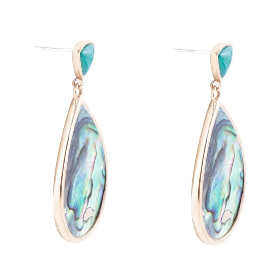 Epiphany Blue Abalone Golden Post Drop Earrings sold by Barse product image thumbnail 3