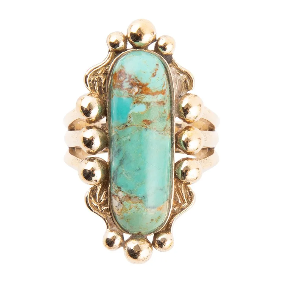 Plateau Blue Turquoise and Golden Ring sold by Barse product image thumbnail 3