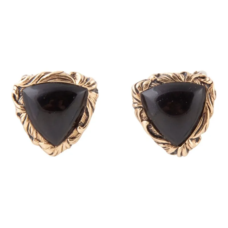 Jacquard Black Onyx Golden Earrings sold by Barse
