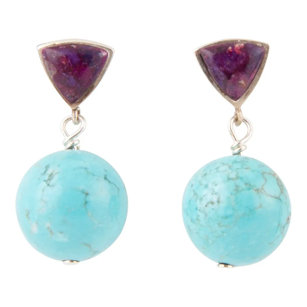 Prescott Purple Turquoise Sterling Silver Drop Earrings sold by Barse