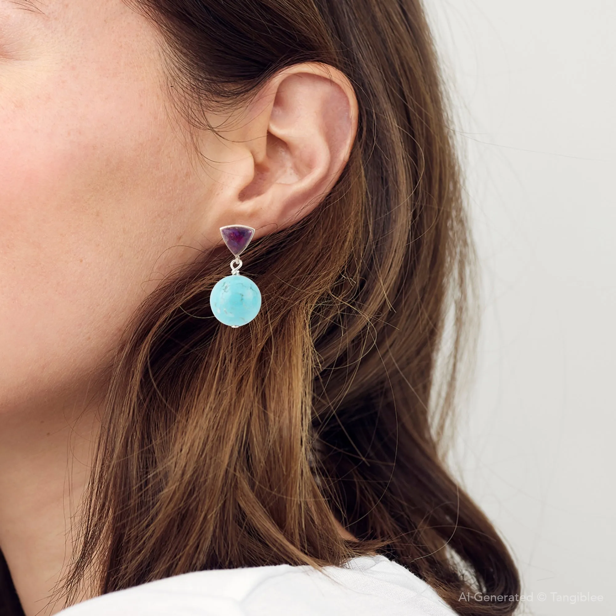 Prescott Purple Turquoise Sterling Silver Drop Earrings sold by Barse product image thumbnail 4