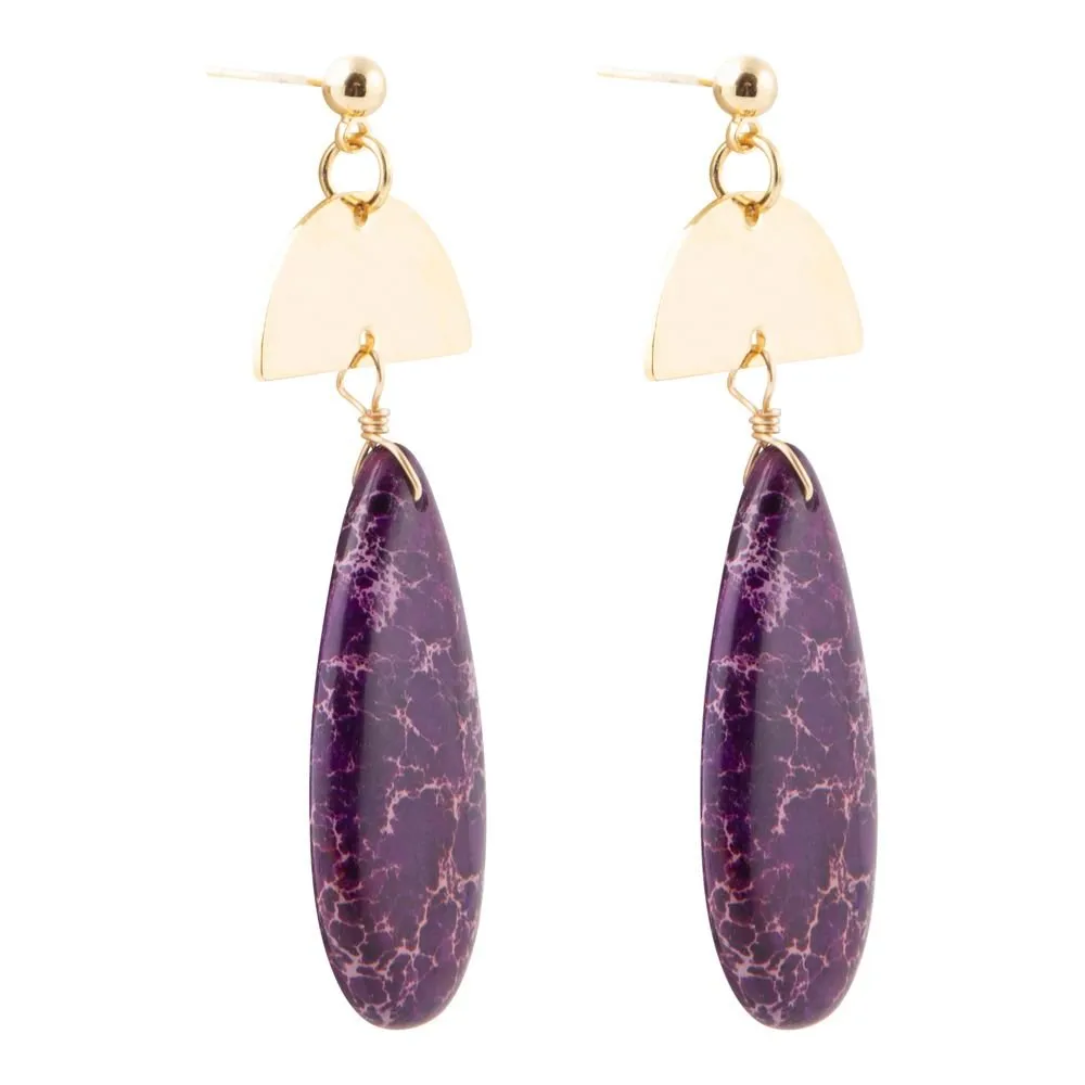 Prescott Purple Jasper Golden Drop Earrings sold by Barse product image thumbnail 3