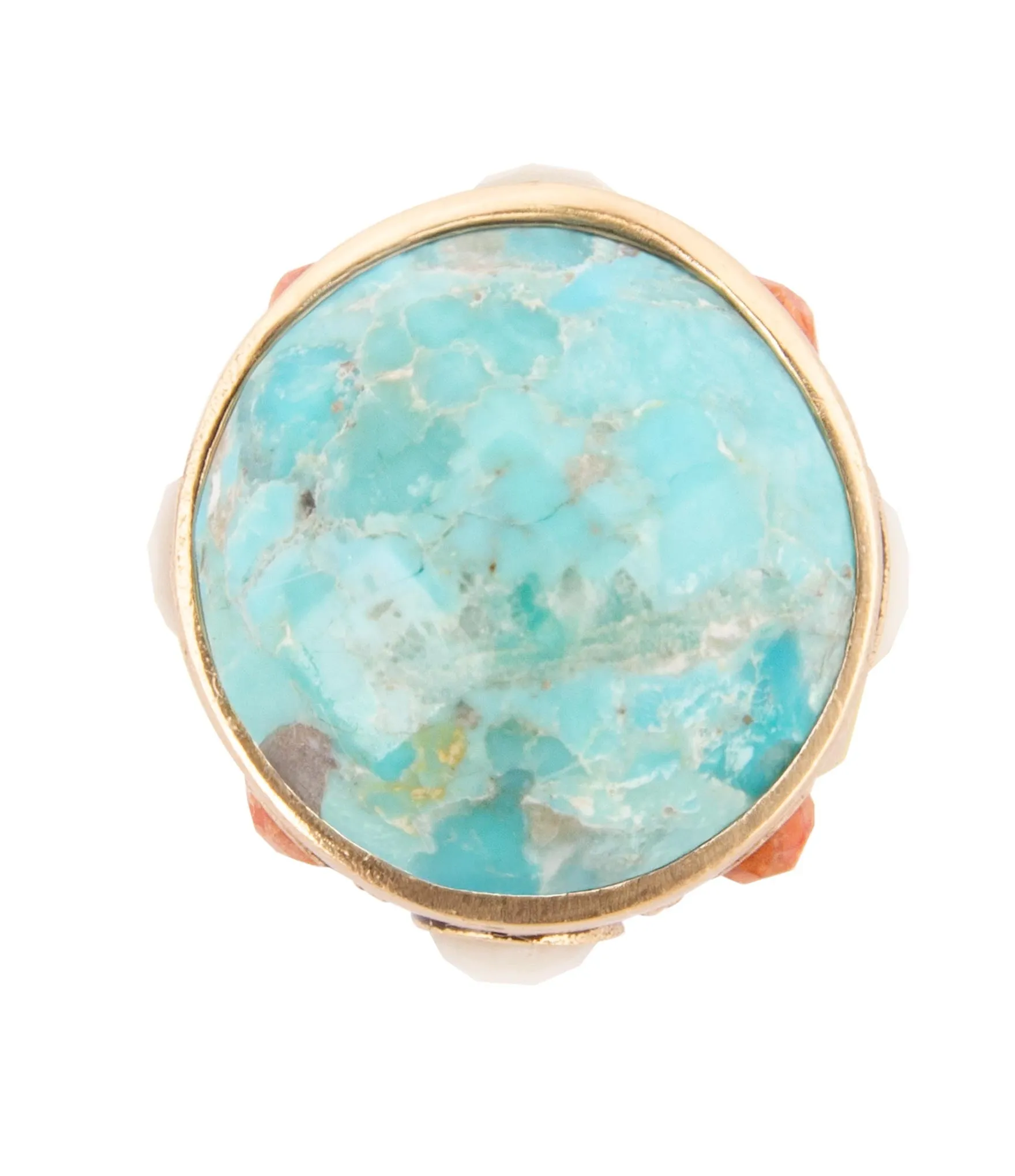 Champs Blue Turquoise and Coral Golden Statement Ring sold by Barse product image thumbnail 5