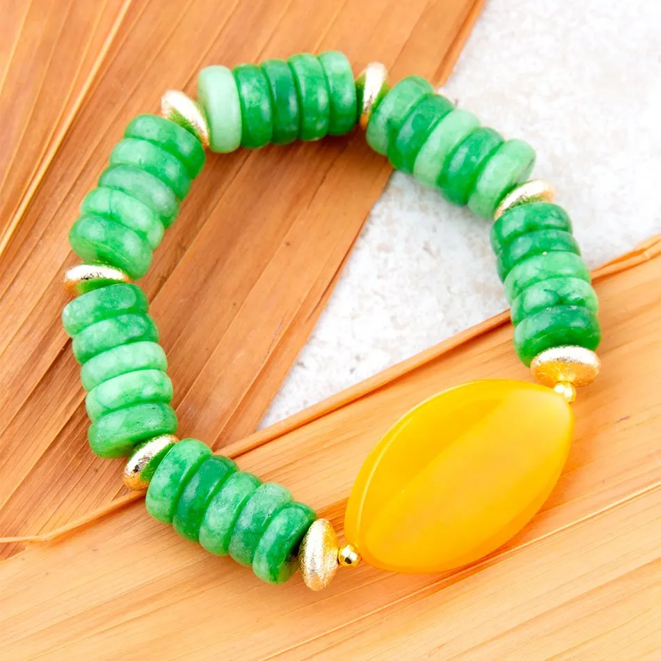 Apricot Green Agate Chunky Golden Bracelet sold by Barse product image thumbnail 3