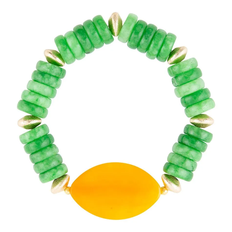 Apricot Green Agate Chunky Golden Bracelet sold by Barse product image thumbnail 4