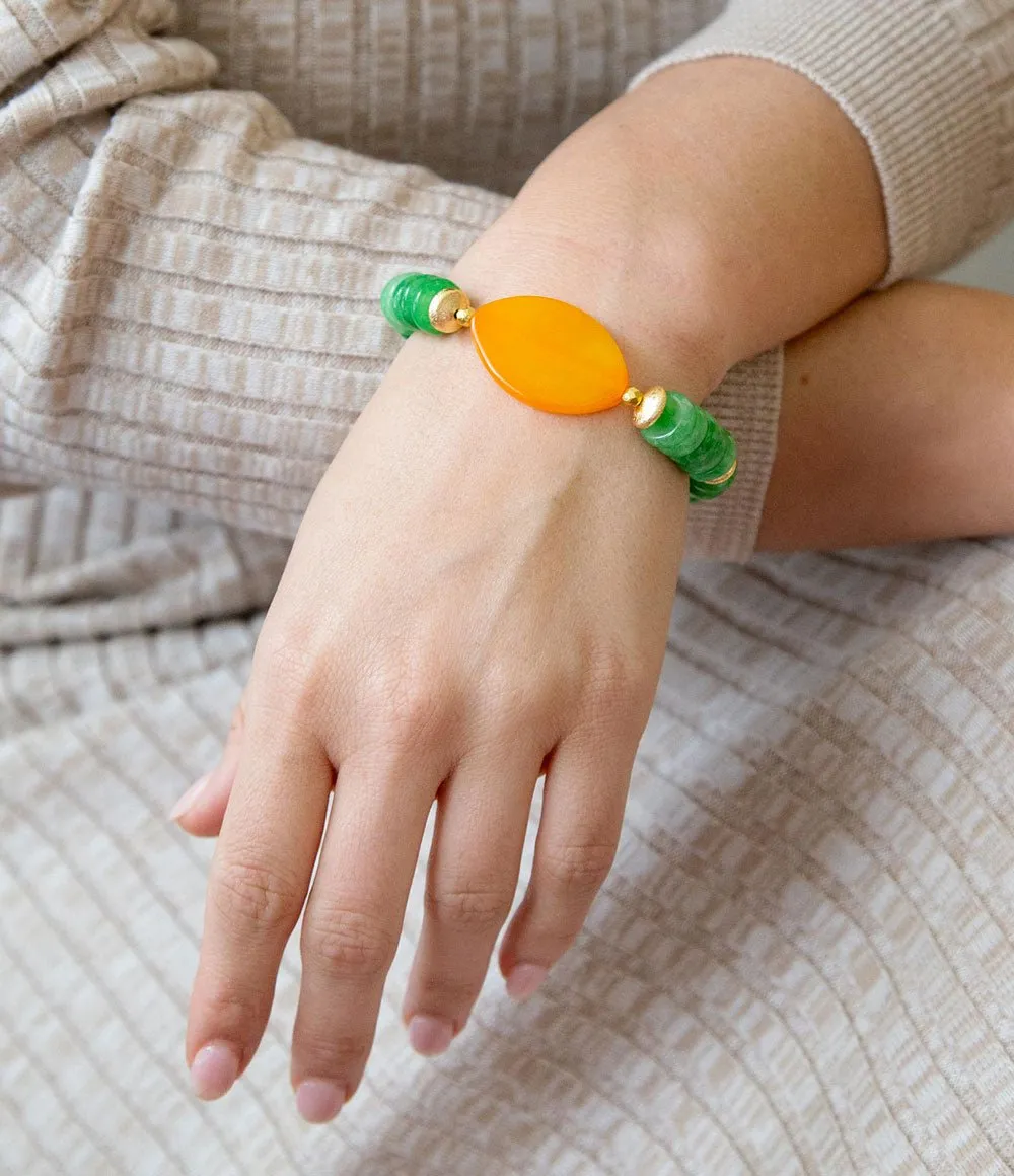 Apricot Green Agate Chunky Golden Bracelet sold by Barse product image thumbnail 2