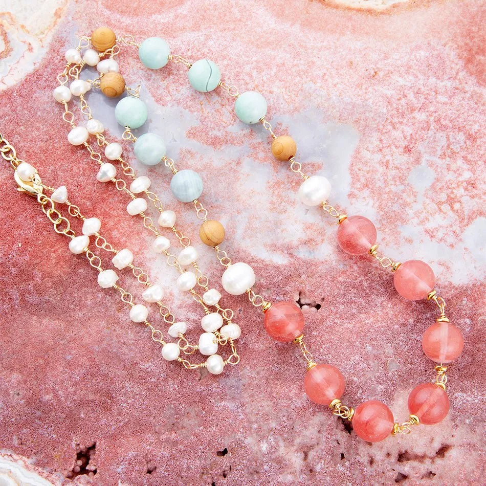 Watermelon Kiss Mint Jasper Golden Long Necklace sold by Barse product image thumbnail 4