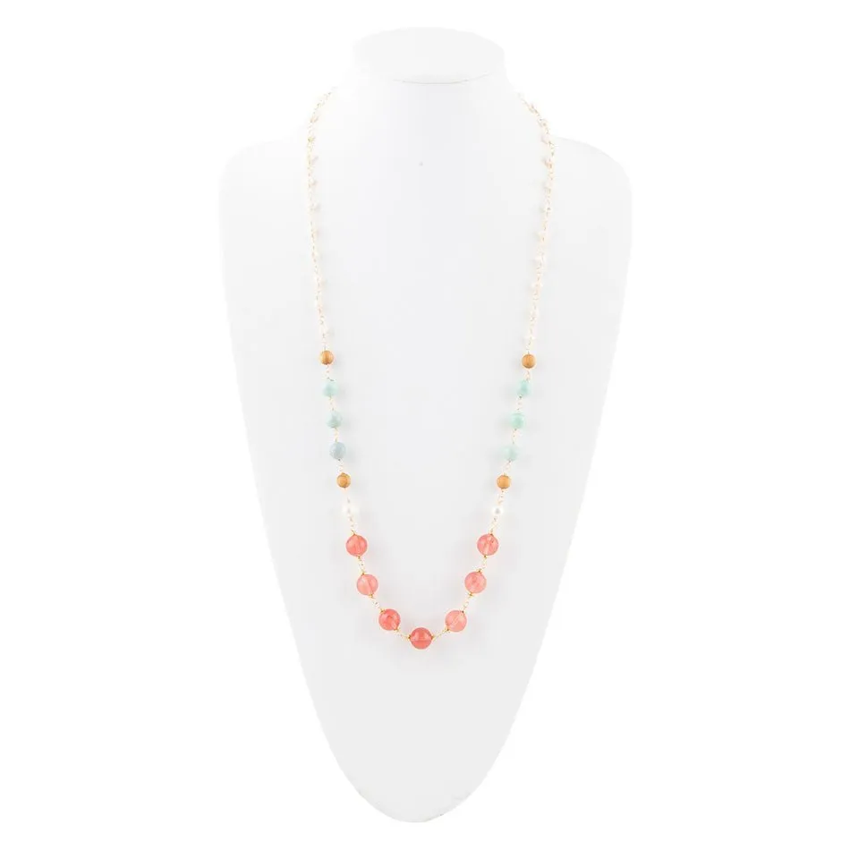 Watermelon Kiss Mint Jasper Golden Long Necklace sold by Barse product image thumbnail 3