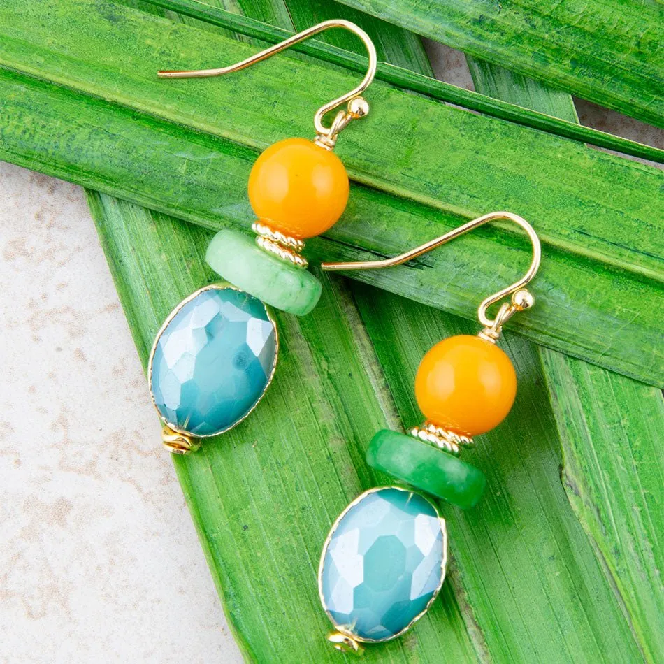 Apricot Colorful Golden Drop Earrings sold by Barse product image thumbnail 4