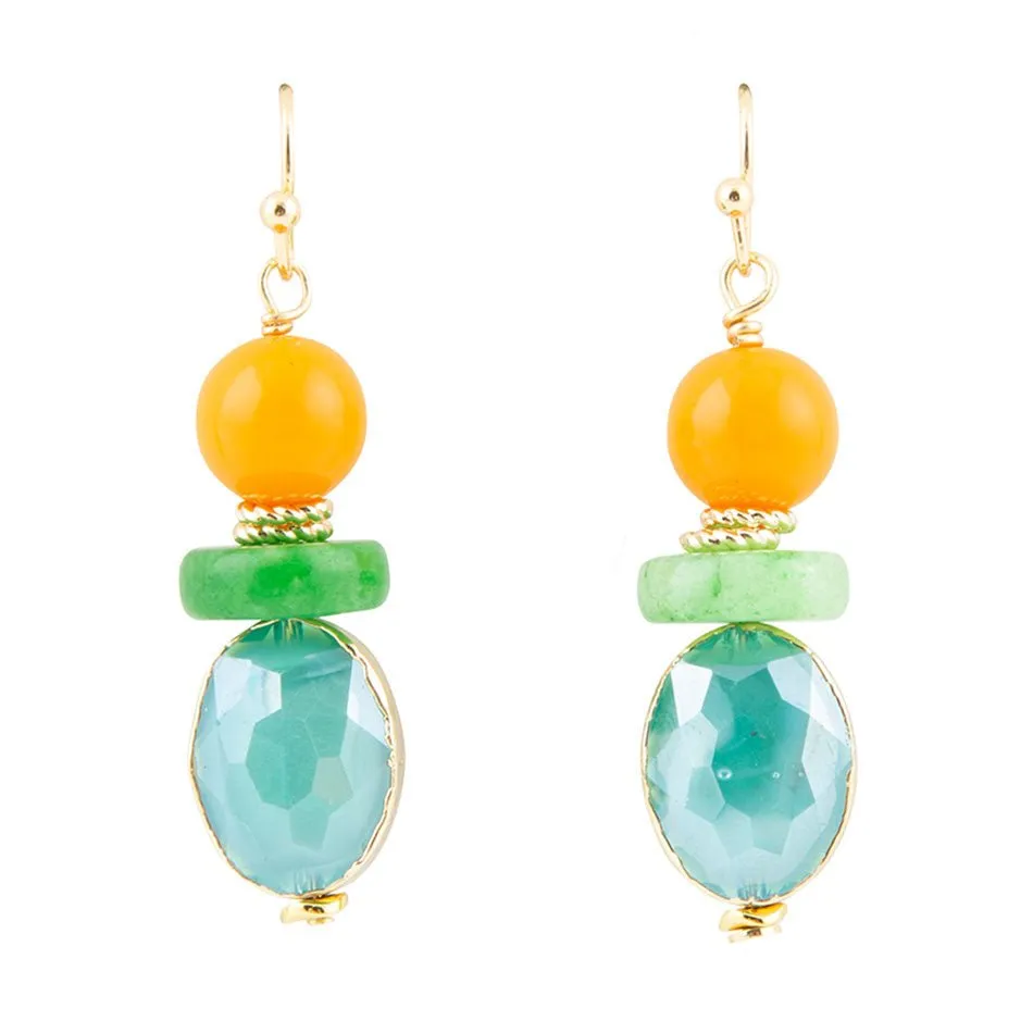 Apricot Colorful Golden Drop Earrings sold by Barse