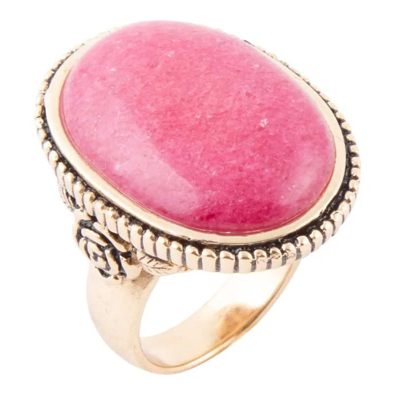 Rosie Pink Rhodonite and Golden Bronze Ring sold by Barse