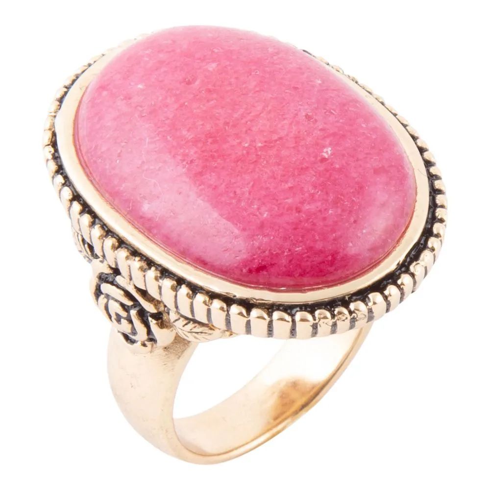 Rosie Pink Rhodonite and Golden Bronze Ring sold by Barse