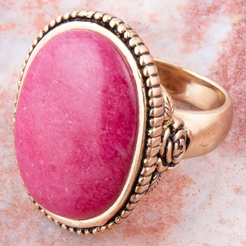 Rosie Pink Rhodonite and Golden Bronze Ring sold by Barse product image thumbnail 2