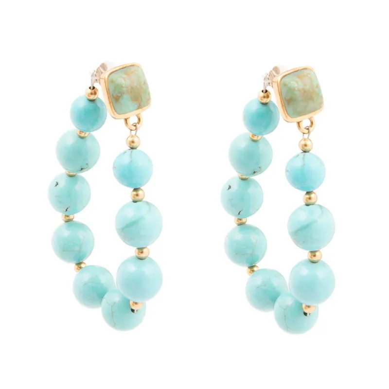Carly Blue Magnesite Loop Post Golden Earrings sold by Barse