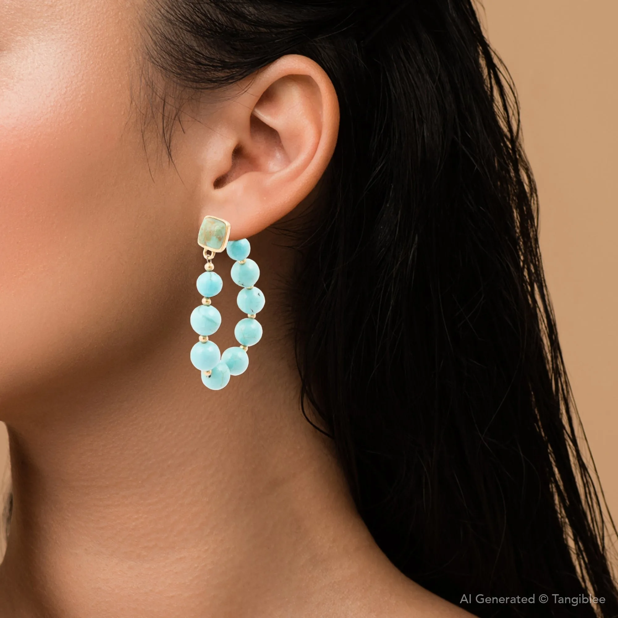 Carly Blue Magnesite Loop Post Golden Earrings sold by Barse product image thumbnail 4