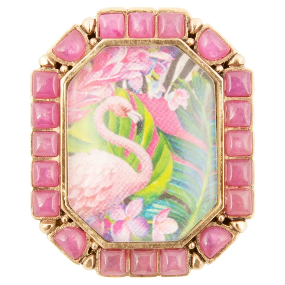 Flamingo Pink Agate Golden Statement Ring sold by Barse product image thumbnail 3