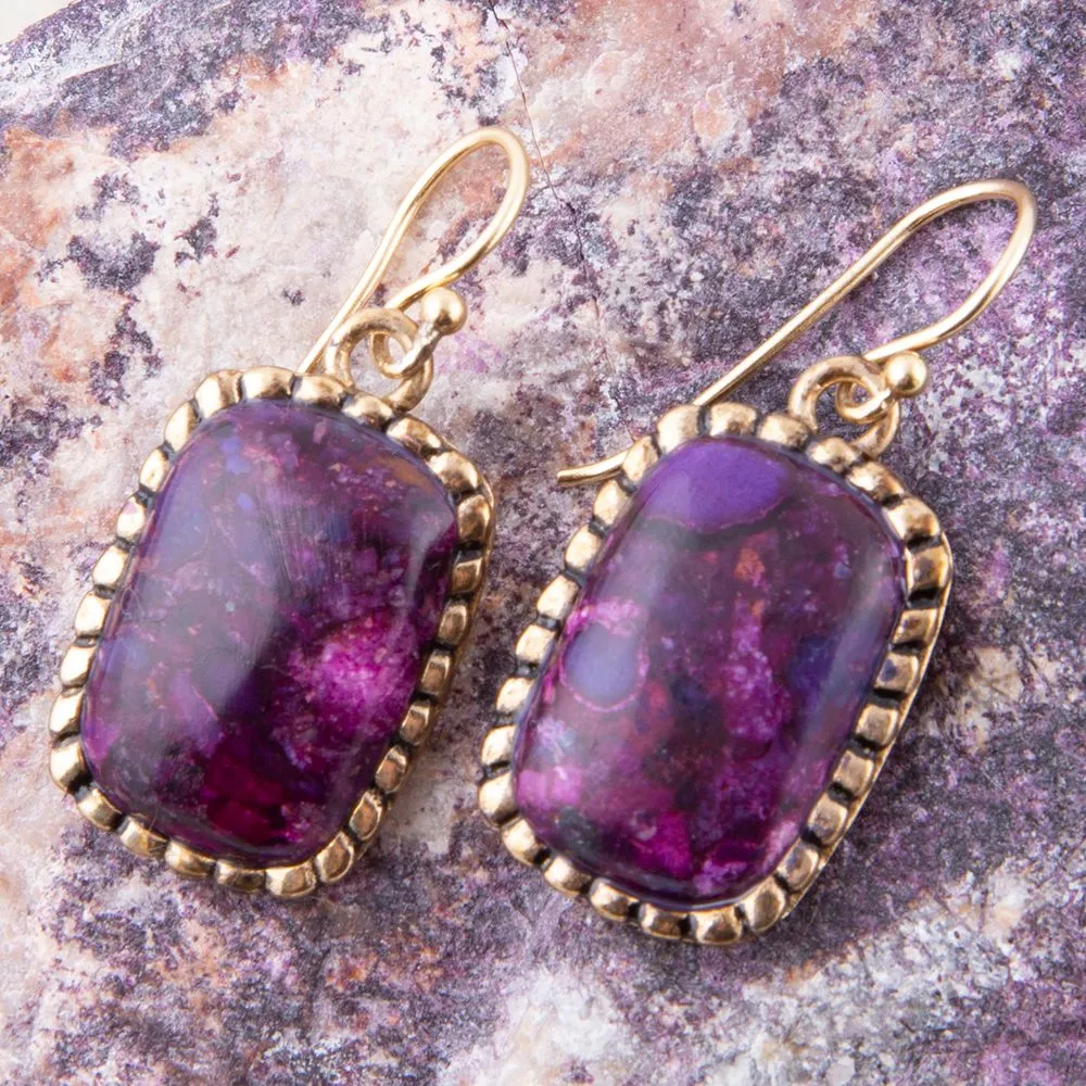 Luminous Purple Turquoise Golden Drop Earrings sold by Barse product image thumbnail 2