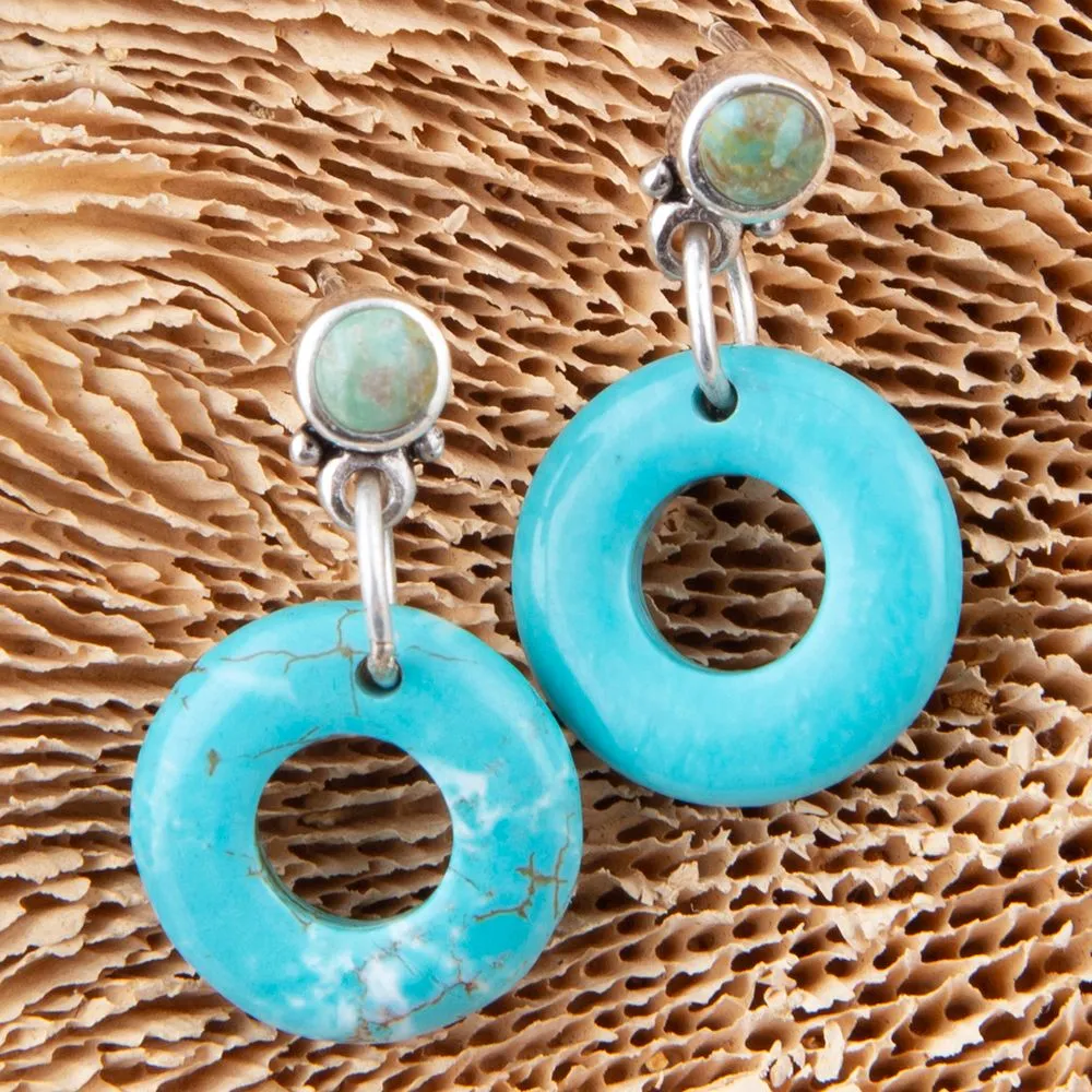 Blue Magnesite Donut Sterling Silver Drop Earrings sold by Barse product image thumbnail 2