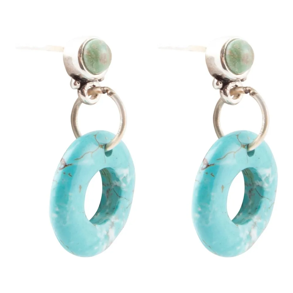 Blue Magnesite Donut Sterling Silver Drop Earrings sold by Barse product image thumbnail 3