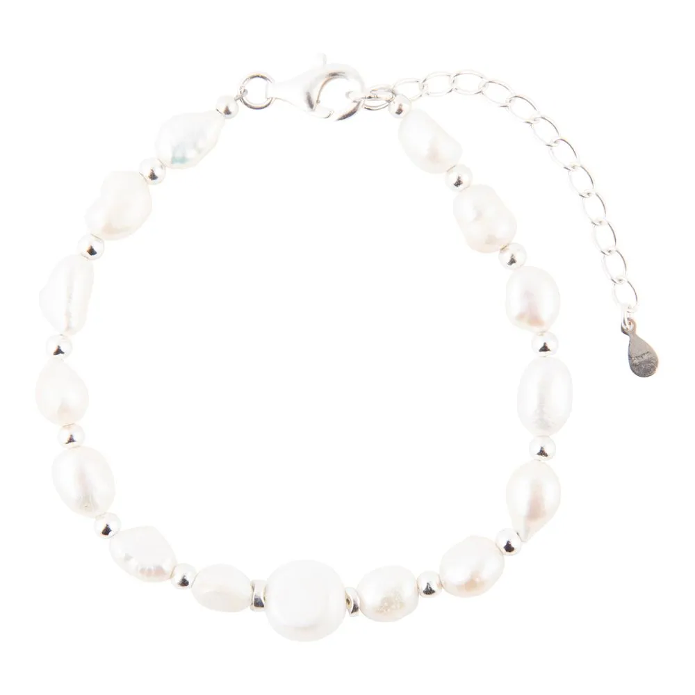 White Pearl Beaded Sterling Silver Bracelet sold by Barse product image thumbnail 3