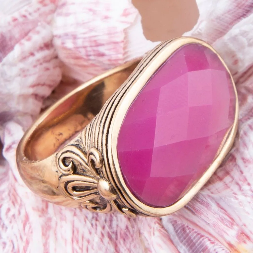 Golden Flower Pink Agate Statement Ring sold by Barse product image thumbnail 2