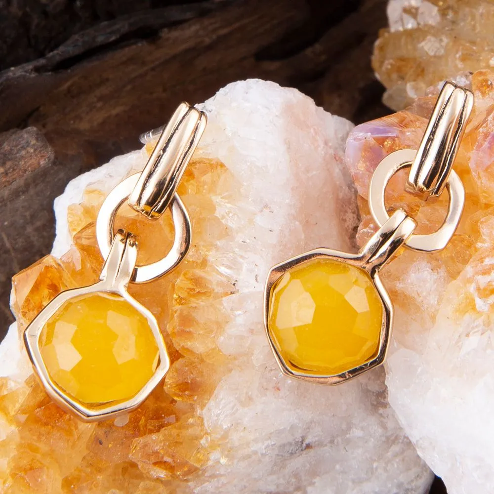 River Rocks Yellow Quartz and Golden Bronze Earrings sold by Barse product image thumbnail 2