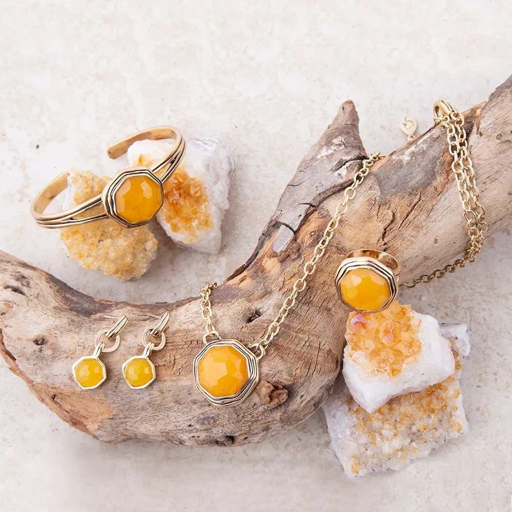 River Rocks Yellow Quartz and Golden Bronze Earrings sold by Barse product image thumbnail 4