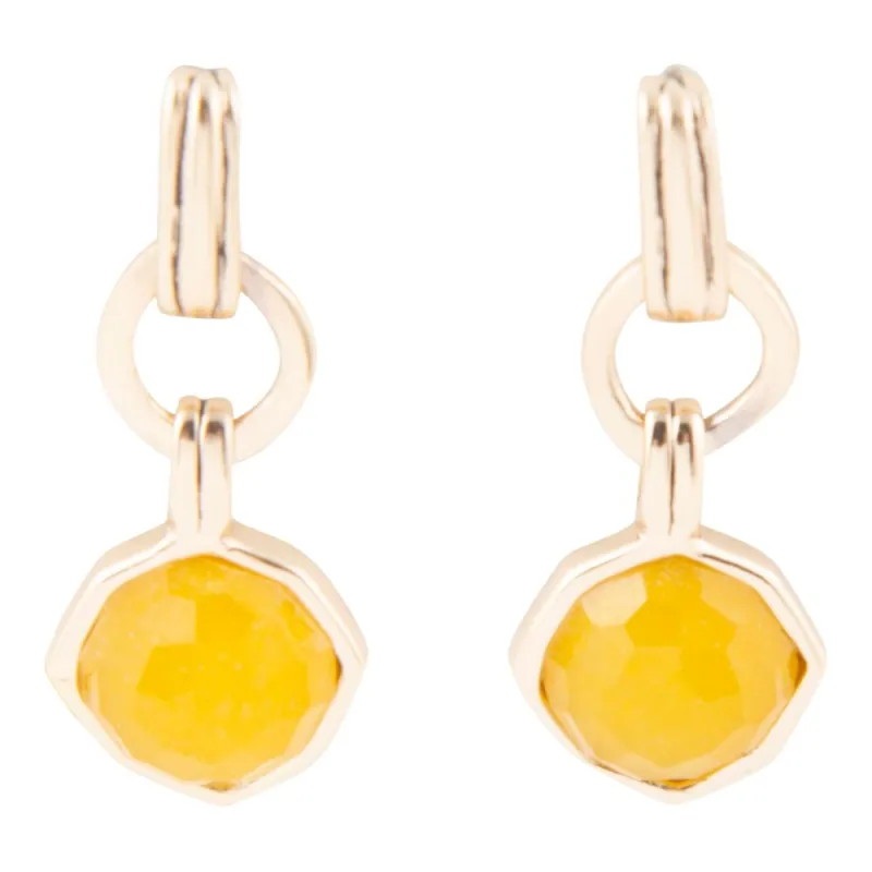 River Rocks Yellow Quartz and Golden Bronze Earrings sold by Barse
