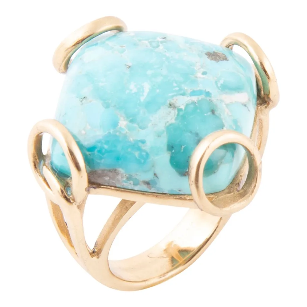 Blue Turquoise Rhombus Statement Ring sold by Barse
