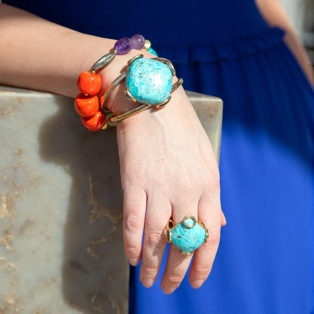 Blue Turquoise Rhombus Statement Ring sold by Barse product image thumbnail 2