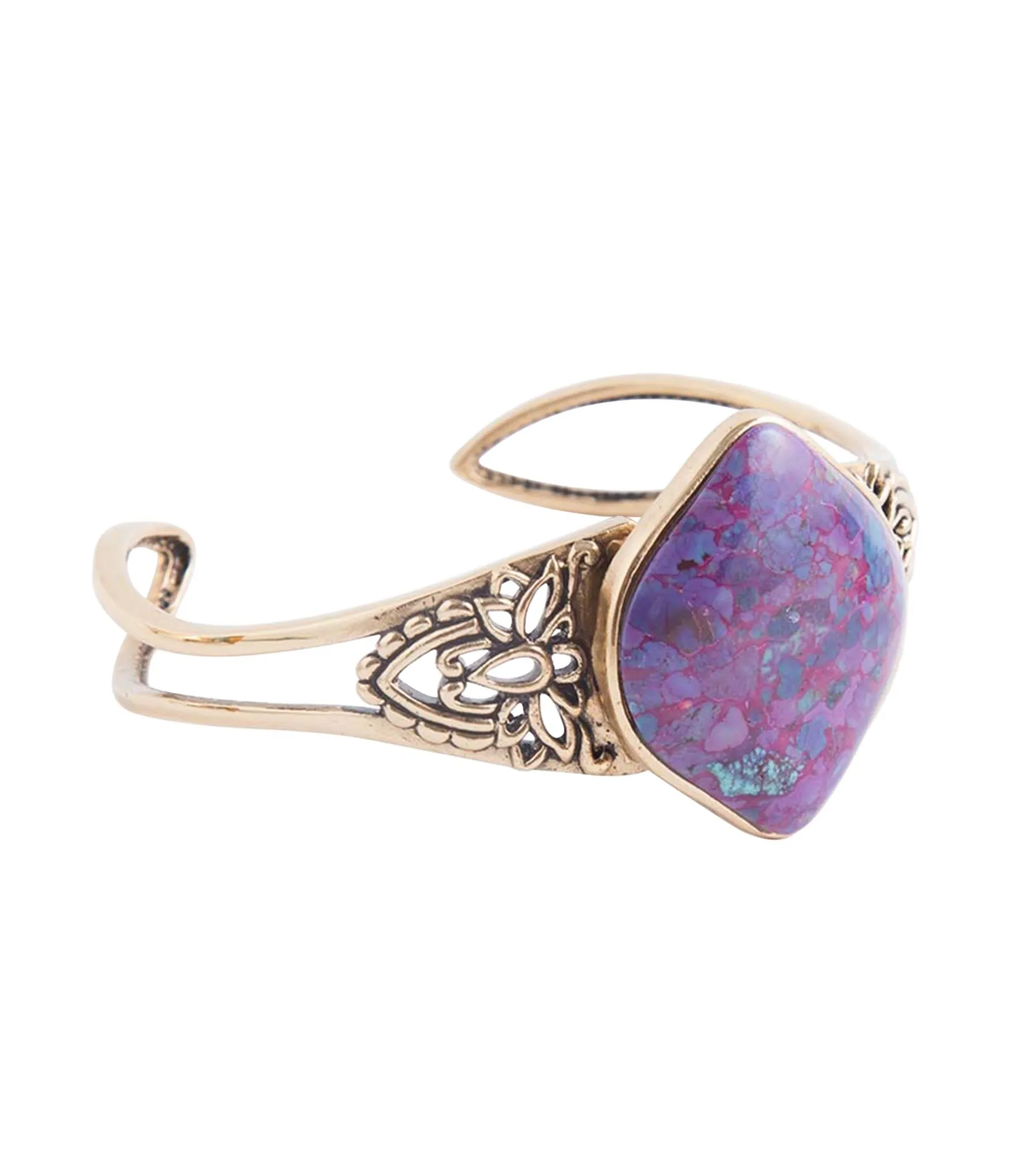Purple Turquoise Golden Cuff Bracelet sold by Barse