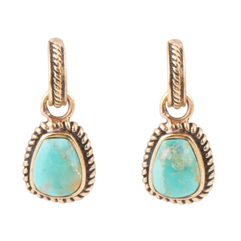 Blue Turquoise Golden Roped Earrings sold by Barse