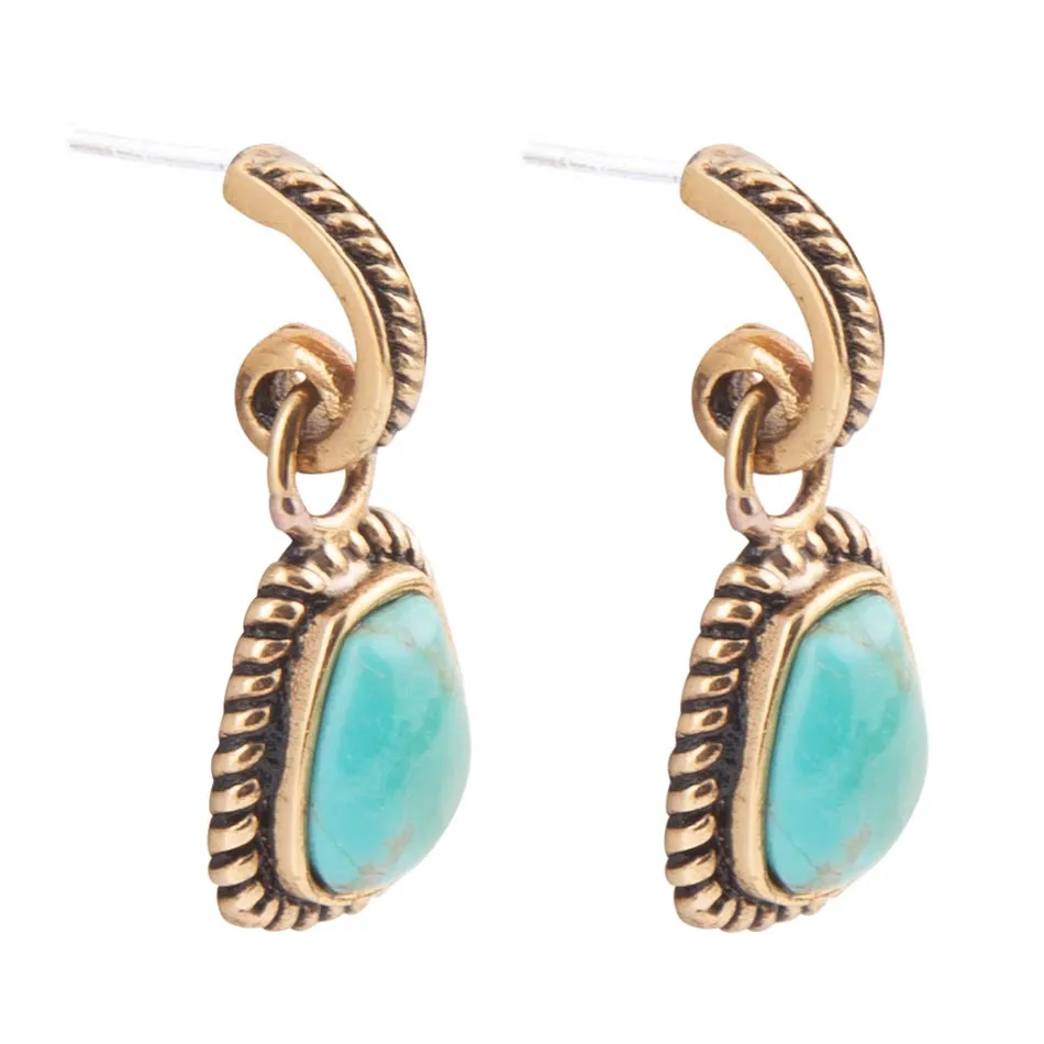 Blue Turquoise Golden Roped Earrings sold by Barse product image thumbnail 2
