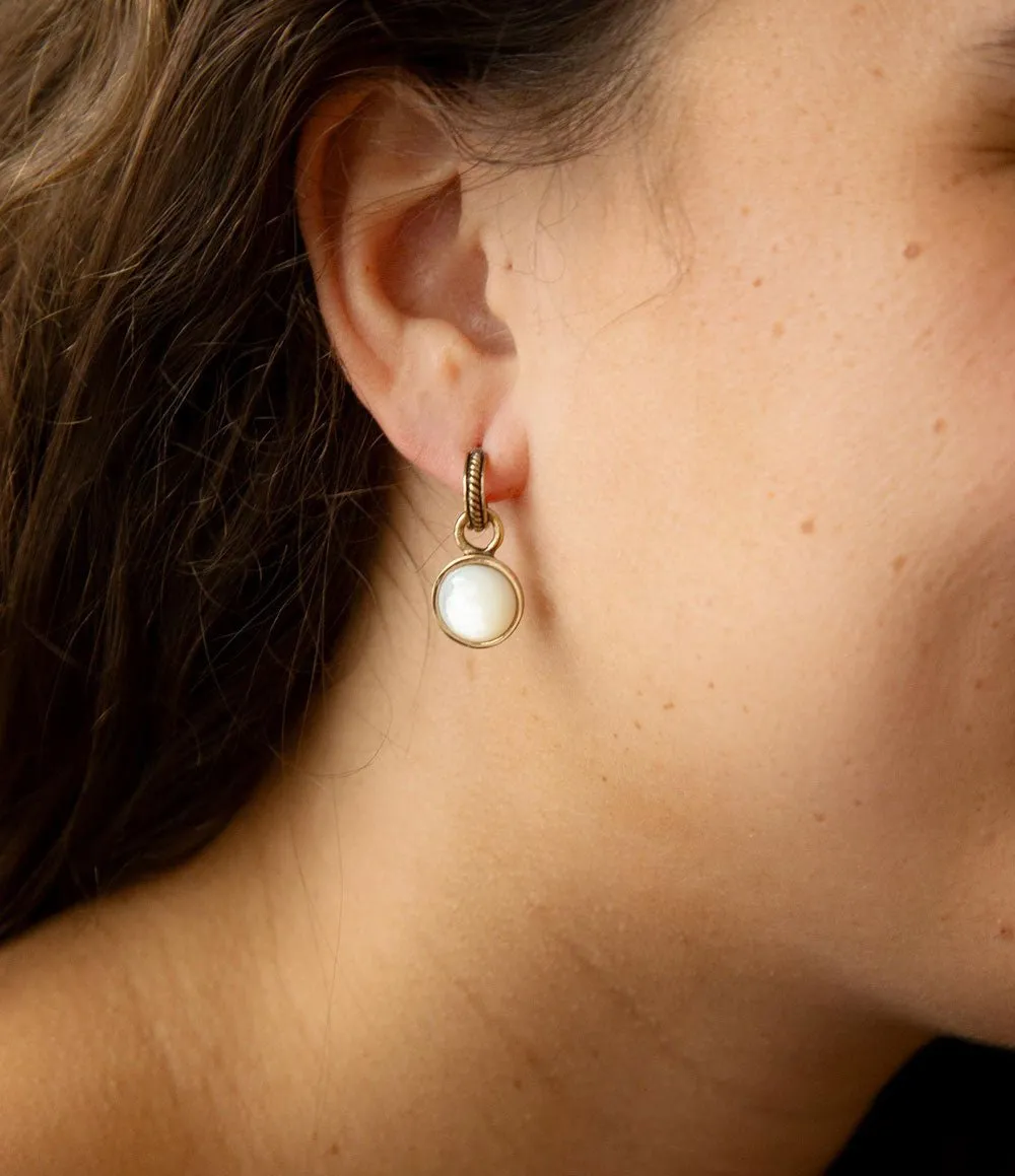 White Mother of Pearl Spotlight Golden Drop Earrings sold by Barse product image thumbnail 2