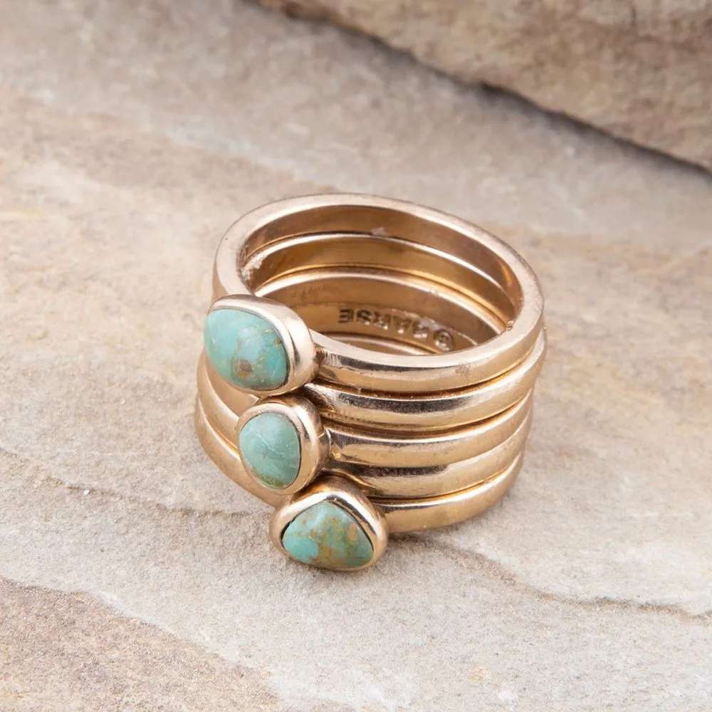 Blue Turquoise Golden Stacking Ring Set sold by Barse product image thumbnail 2